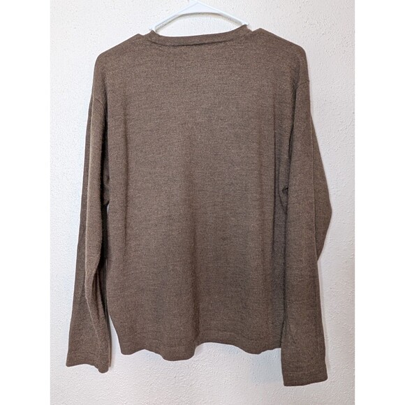 J. CREW Men’s Sweater Large Brown 100% Lambswool V-Neck Long Sleeve Minimal Work - Picture 3 of 4